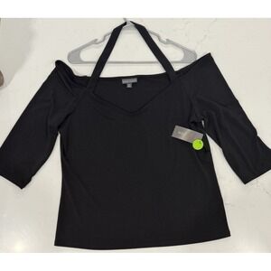 Bold Elements‎ Womens Size XL Top Black 3/4 Sleeve Neck Strap Detail New W/Tags